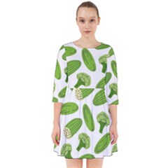 Vegetable Pattern With Composition Broccoli Smock Dress by Grandong