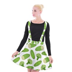 Vegetable Pattern With Composition Broccoli Suspender Skater Skirt by Grandong