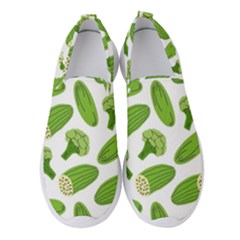 Vegetable Pattern With Composition Broccoli Women s Slip On Sneakers by Grandong