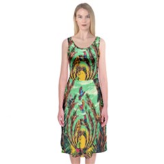 Monkey Tiger Bird Parrot Forest Jungle Style Midi Sleeveless Dress by Grandong