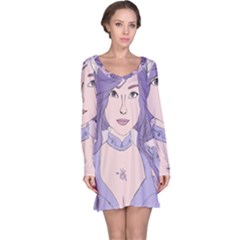 Futuristic Woman Long Sleeve Nightdress by Fundigitalart234