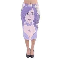 Futuristic Woman Velvet Midi Pencil Skirt by Fundigitalart234