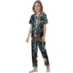 Dragon Art Kids  Satin Short Sleeve Pajamas Set by Cowasu