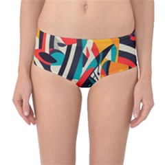 Colorful Abstract Mid-waist Bikini Bottoms by Jack14