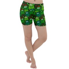 Green Monster Cartoon Seamless Tile Abstract Lightweight Velour Yoga Shorts by Bangk1t