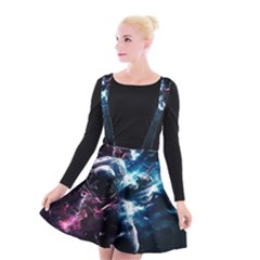 Psychedelic Astronaut Trippy Space Art Suspender Skater Skirt by Bangk1t