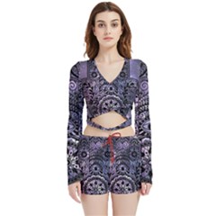 Hamsa Hand Velvet Wrap Crop Top And Shorts Set by Bangk1t