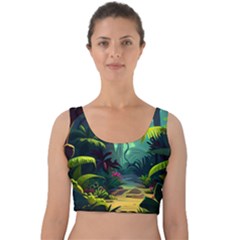 Rainforest Jungle Cartoon Animation Background Velvet Crop Top by Ndabl3x