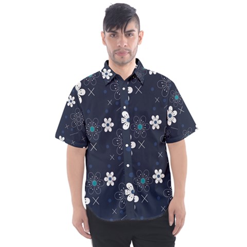 Flowers Pattern Pattern Flower Texture Men s Short Sleeve Shirt by Ndabl3x