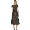 Circuit Hexagonal Geometric Pattern Background Pattern V-Neck Drawstring Shoulder Sleeveless Maxi Dress View4