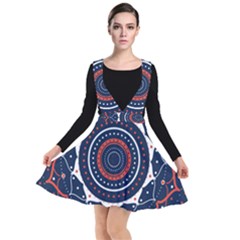 Mandala Orange Navy Plunge Pinafore Dress by Ndabl3x