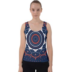 Mandala Orange Navy Velvet Tank Top by Ndabl3x