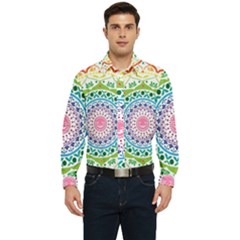 Mandala Pattern Rainbow Pride Men s Long Sleeve  Shirt by Ndabl3x