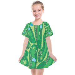 Golf Course Par Golf Course Green Kids  Smock Dress by Cowasu