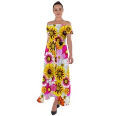 Flowers Blossom Bloom Nature Plant Off Shoulder Open Front Chiffon Dress by Amaryn4rt