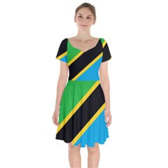 Flag Of Tanzania Short Sleeve Bardot Dress by Amaryn4rt