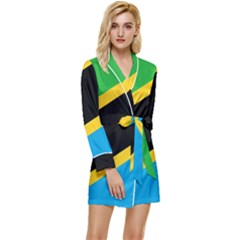 Flag Of Tanzania Long Sleeve Satin Robe by Amaryn4rt