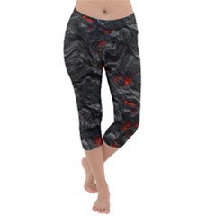 Volcanic Lava Background Effect Lightweight Velour Capri Yoga Leggings by Simbadda