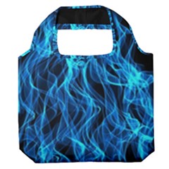 Digitally Created Blue Flames Of Fire Premium Foldable Grocery Recycle Bag by Simbadda