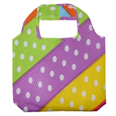 Colorful Easter Ribbon Background Premium Foldable Grocery Recycle Bag by Simbadda