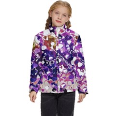 Paint Texture Purple Watercolor Kids  Puffer Bubble Jacket Coat by Simbadda