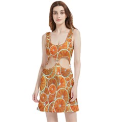 Oranges Background Texture Pattern Velour Cutout Dress by Simbadda