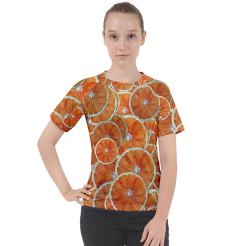 Oranges Background Texture Pattern Women s Sport Raglan Tee by Simbadda