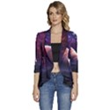 Clouds Fantasy Space Landscape Colorful Planet Women s 3/4 Sleeve Ruffle Edge Open Front Jacket View1