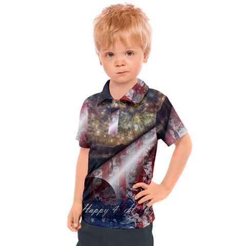 Independence Day Background Abstract Grunge American Flag Kids  Polo Tee by Ravend