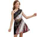 Independence Day Background Abstract Grunge American Flag Kids  One Shoulder Party Dress View2