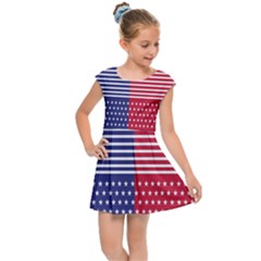 American Flag Patriot Red White Kids  Cap Sleeve Dress by Celenk