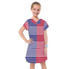 American Flag Patriot Red White Kids  Drop Waist Dress by Celenk