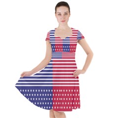 American Flag Patriot Red White Cap Sleeve Midi Dress by Celenk