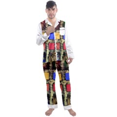 Acrylic Painting  Men s Long Sleeve Satin Pajamas Set by Rbudhiya