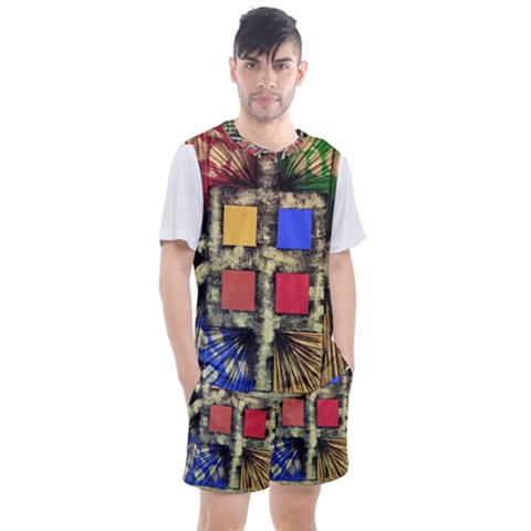 Acrylic Painting  Men s Mesh Tee And Shorts Set by Rbudhiya