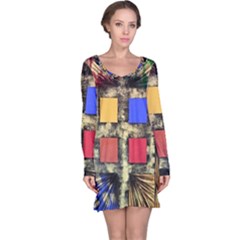 Acrylic Abstract Art Design  Long Sleeve Nightdress by Rbudhiya