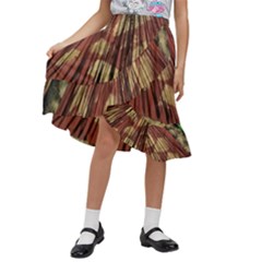 Acrylic Abstract Art Design  Kids  Ruffle Flared Wrap Midi Skirt by Rbudhiya