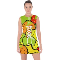 Fruit Food Wallpaper Lace Up Front Bodycon Dress by Dutashop