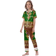 Art Deco Holiday Card Kids  Satin Short Sleeve Pajamas Set by Amaryn4rt