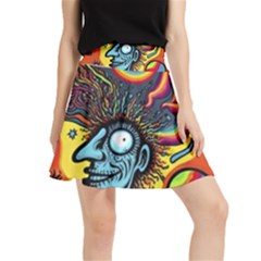 Hippie Rainbow Psychedelic Colorful Waistband Skirt by uniart180623