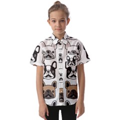 Dog-french-bulldog-seamless-pattern-face-head Kids  Short Sleeve Shirt by uniart180623