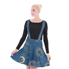 Seamless-galaxy-pattern Suspender Skater Skirt by uniart180623