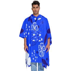 Blooming-seamless-pattern-blue-colors Men s Hooded Rain Ponchos by uniart180623