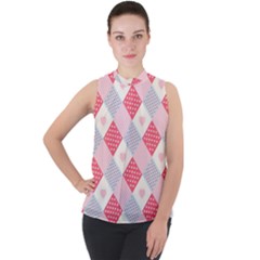 Cute-kawaii-patches-seamless-pattern Mock Neck Chiffon Sleeveless Top by uniart180623