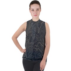 Damask-seamless-pattern Mock Neck Chiffon Sleeveless Top by uniart180623