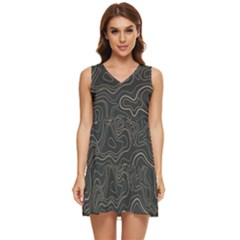 Damask-seamless-pattern Tiered Sleeveless Mini Dress by uniart180623