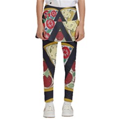 Vector-seamless-pattern-with-italian-pizza-top-view Kids  Skirted Pants by uniart180623