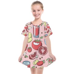 Tomato-seamless-pattern-juicy-tomatoes-food-sauce-ketchup-soup-paste-with-fresh-red-vegetables Kids  Smock Dress by uniart180623