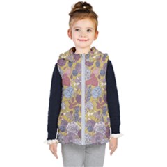 Floral-seamless-pattern-with-flowers-vintage-background-colorful-illustration Kids  Hooded Puffer Vest by uniart180623