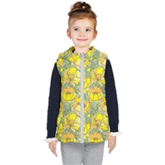 Seamless-pattern-with-graphic-spring-flowers Kids  Hooded Puffer Vest by uniart180623